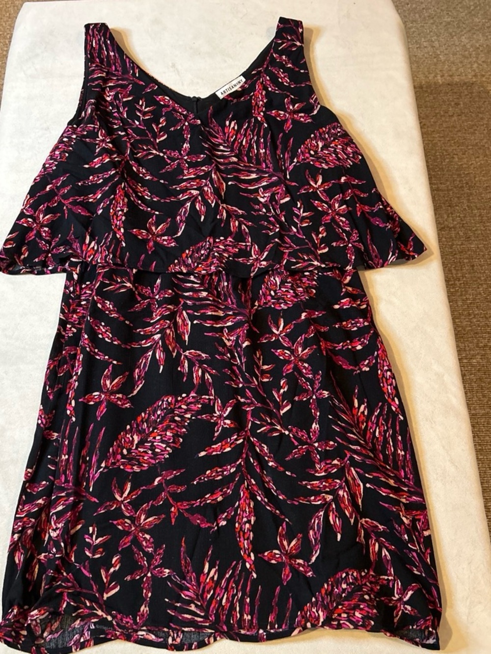 Artisan NY Black Dress with Pink Floral Print